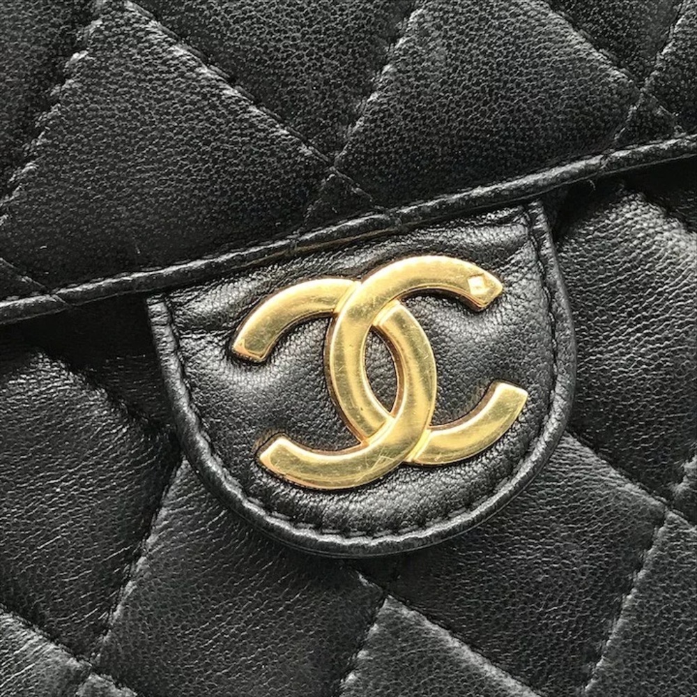 Authentic CHANEL single flap black lambskin 24k gold hardware classic bag - Picture 3 of 12